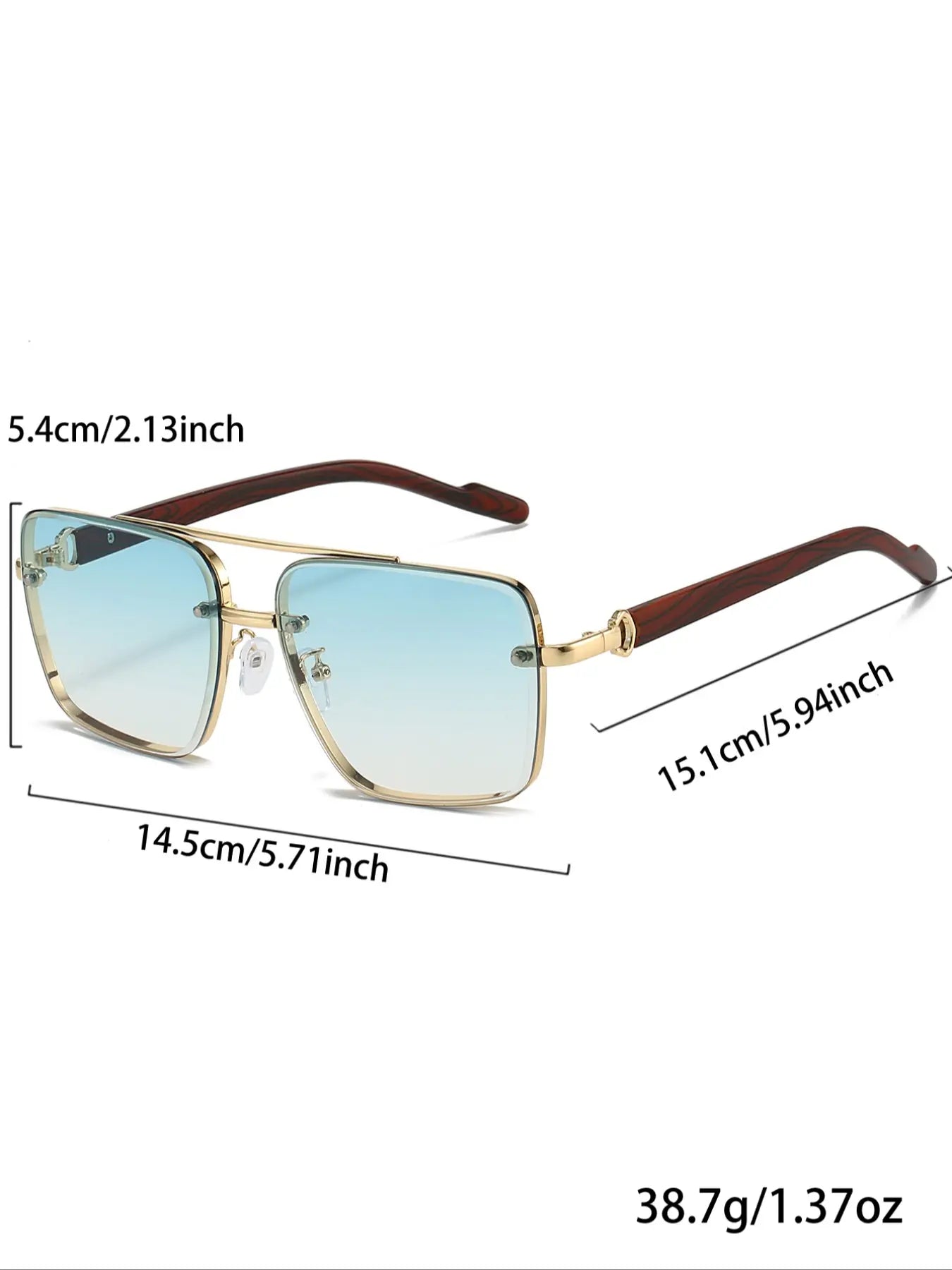 Men's New Full Frame Square Glasses, Retro Dual Bridge Design, Imitation Wood Texture Temples, Metal Frame, Classic Fashion Decorative Eyewear, Trendy Vintage Eyeglasses, Square Frames Eyeglasses, Fashionable Frames Glasses, Stylish Trendy Eyewear