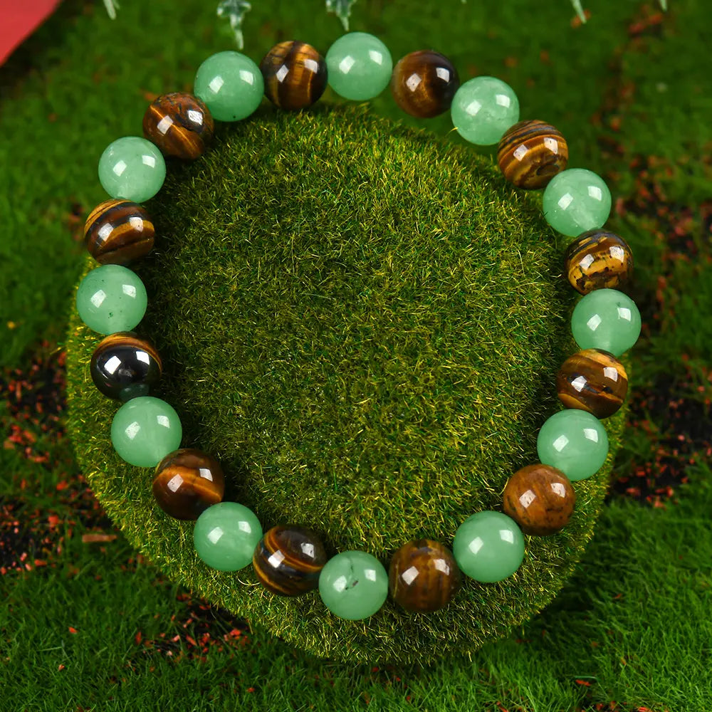 1pc Arpurraina Money Attraction Bracelet with Green Aventurine & Tiger Eye beaded jewelry protection bracelet encouragement gift fashion artificial bracelet of the day Colorblock Beaded Crystal Bracelet ,Manifestation, Wealth Amulet, Good Fortune,