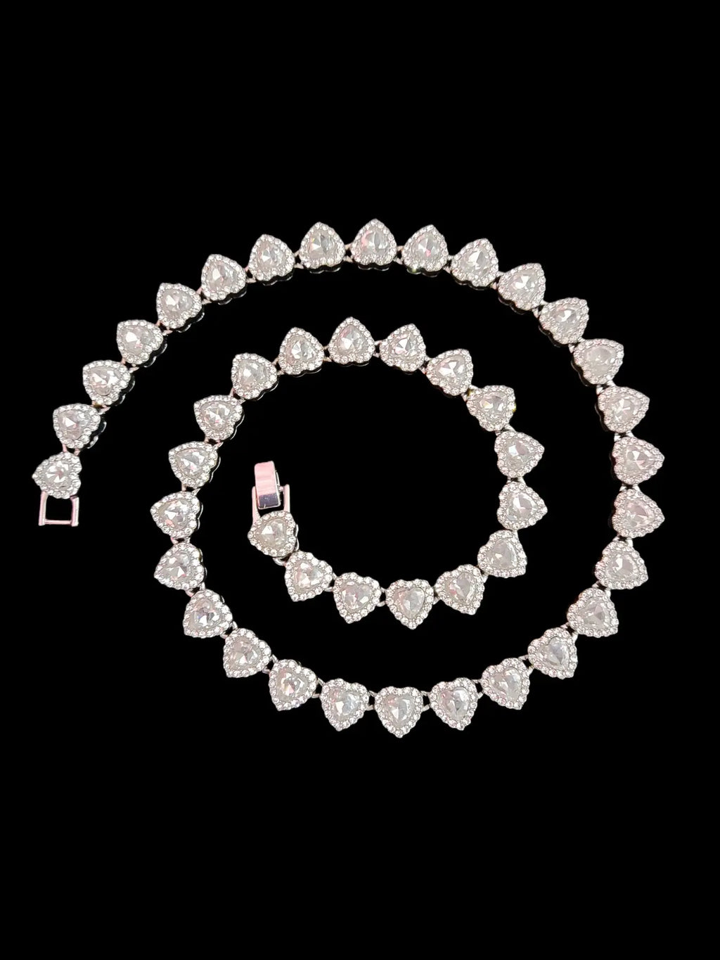 2Pieces/Set 10mm Love Heart Shape Chain Necklace and Bracelet Men or Women Hip Hop Iced Out Bling Bling Chain Necklace and Bracelet Fashion Set Jewelry Valentines Gift