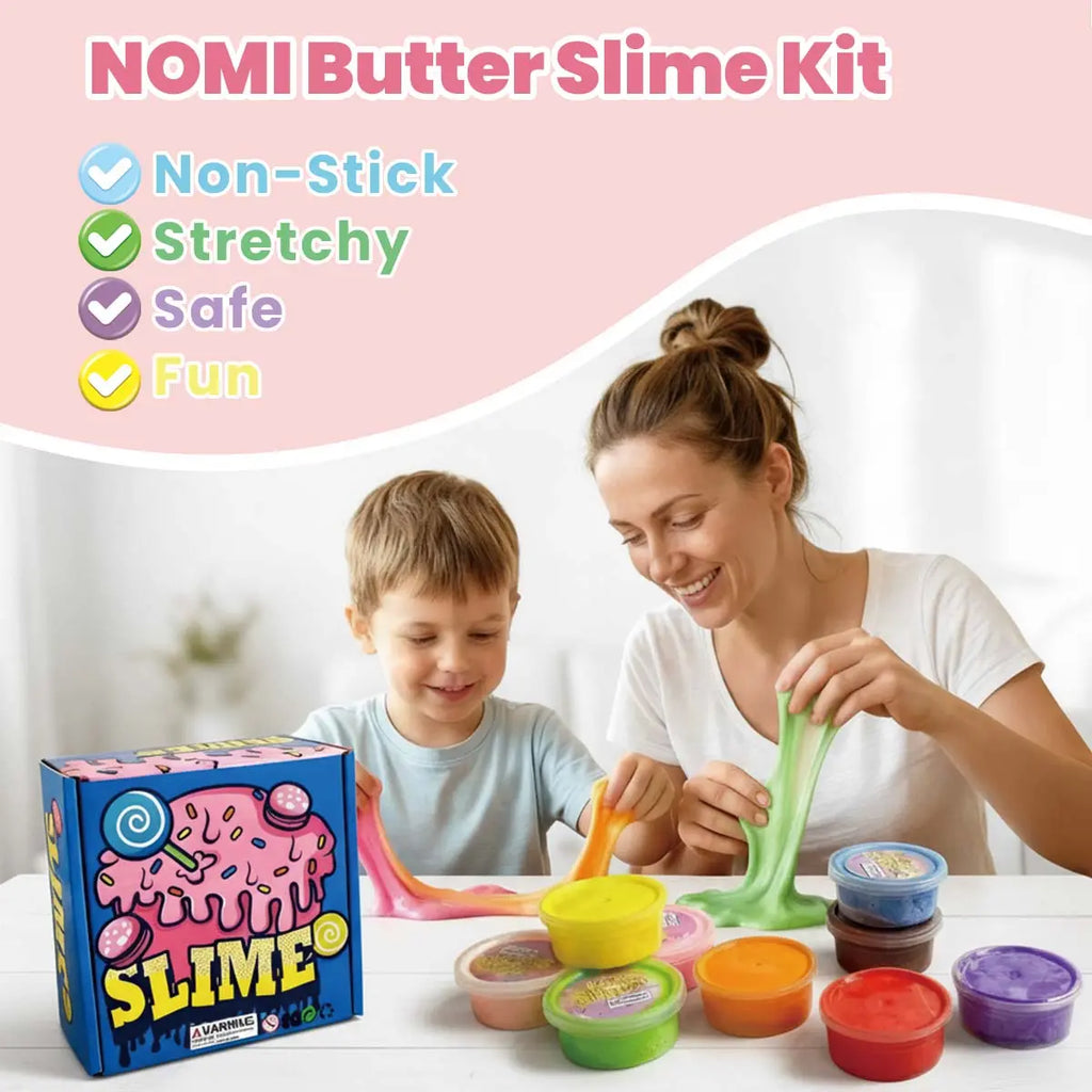 NOMI 9 Pack Cake Butter Slime Kits, Soft and Non-Sticky Slime Kit Party Favors for Girls and Boys, Easter gifts, Easter Basket Stuffers for Boys Girls Candy