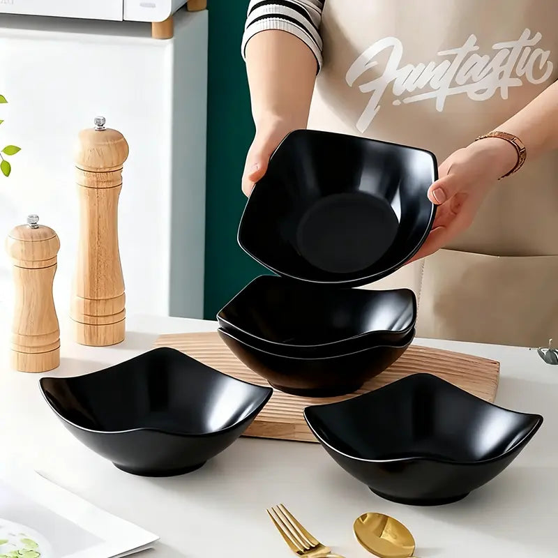 6-Piece Square Reusable Bowls, Ideal for Dinner, Oatmeal, Salad, Soup, Home Kitchen Dining, Picnic & Camping Use