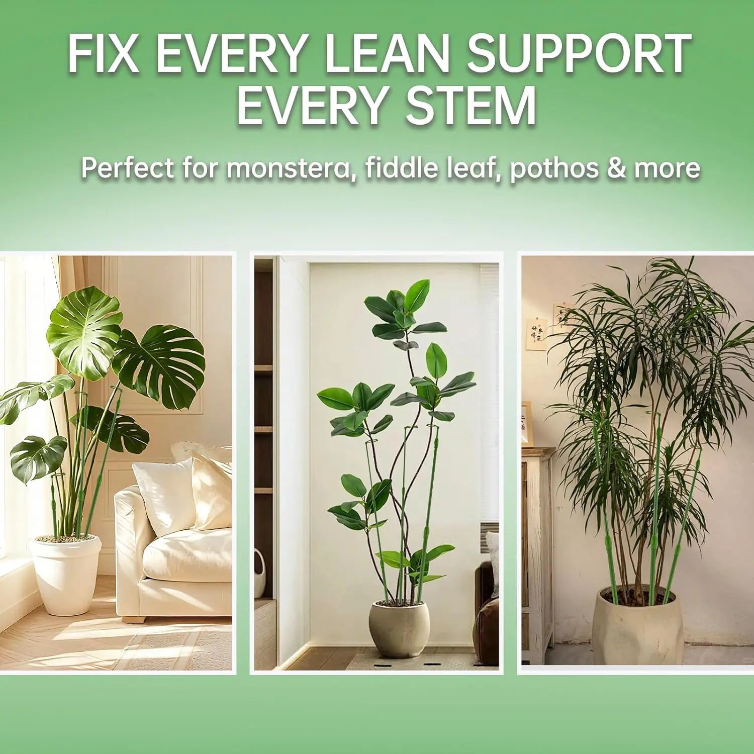 3-Pack Telescopic Plant Stakes with Clips, 16.5-42.5 Inches Adjustable Grow Plant Care & Support for Both Indoors/Outdoors, Aids Climbing Vines, Tomatoes, Orchids (Supports Growth)