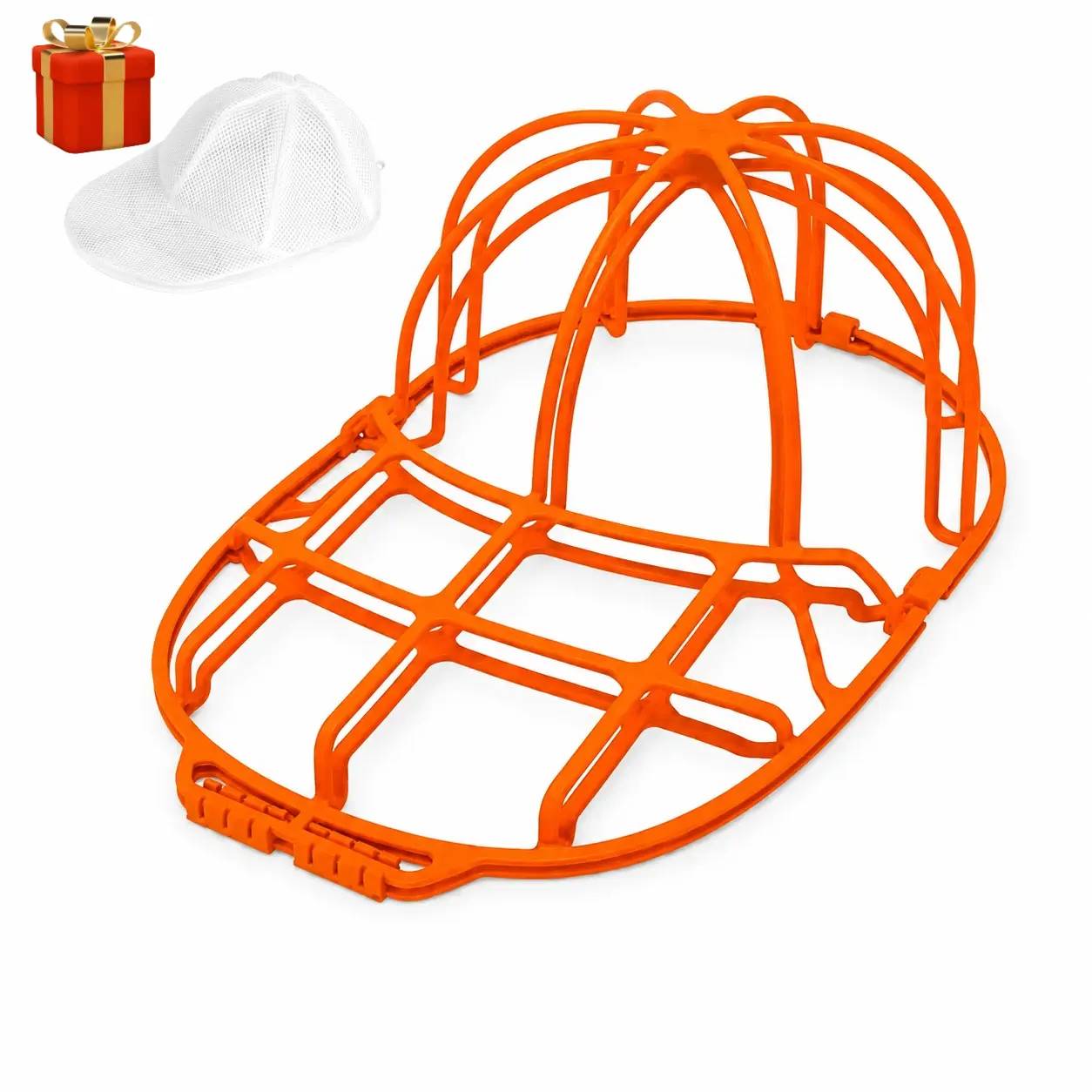 【Easy Assembly Required】PP Hat Washer Cage with Adjustable Shaper, 1 Pack (Free Gift-White Zipper Mesh Bag), Laundry Accessory for Adult Caps, Washer/Dishwasher Protection & Organizer, Home Supplies Christmas Gift Option Father's Day Gift, Back to Schoo