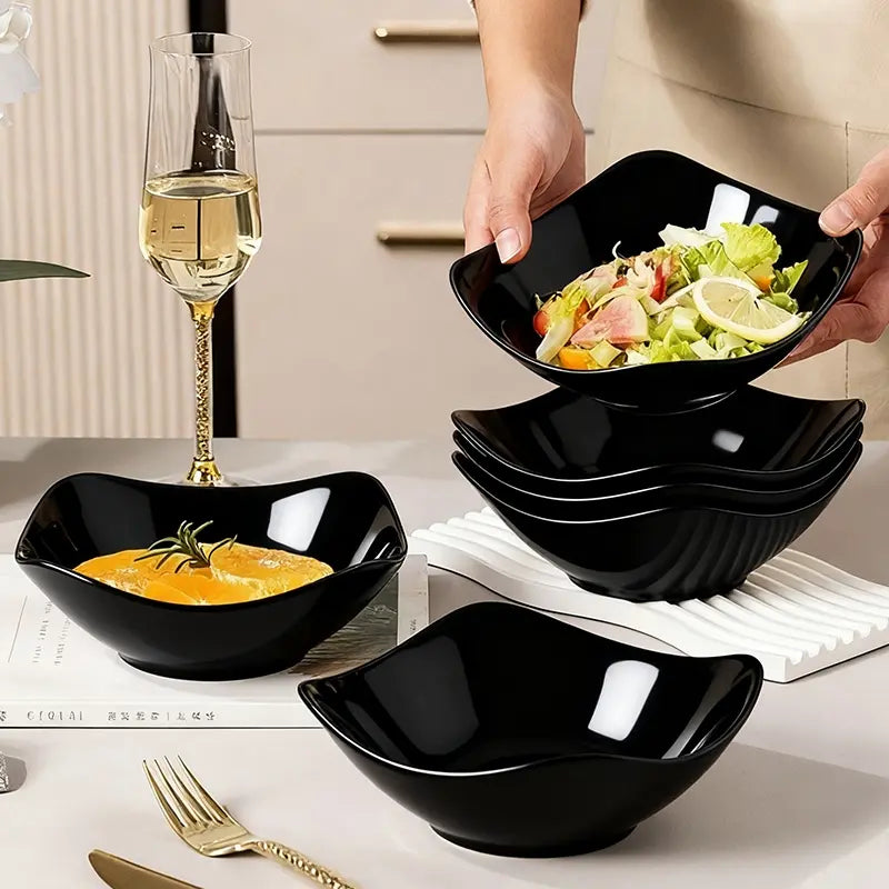 6-Piece Square Reusable Bowls, Ideal for Dinner, Oatmeal, Salad, Soup, Home Kitchen Dining, Picnic & Camping Use