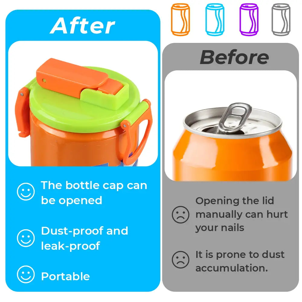 PopLid Soda Can Lids 4-Pack (4 Colors) - BPA-Free Reusable Can Covers, One-Click Open, Leakproof & Airtight Seal to Keep Drinks Fresh ,SummerVibes