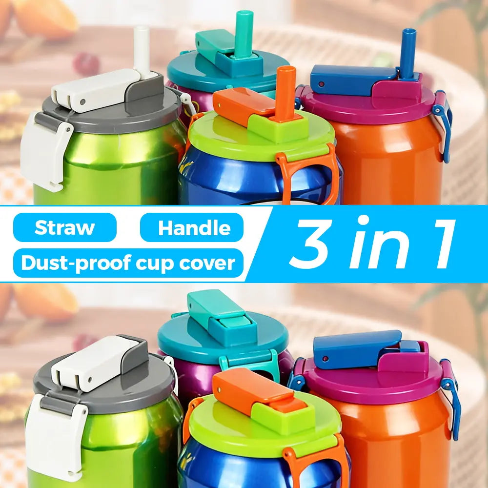 PopLid Soda Can Lids 4-Pack (4 Colors) - BPA-Free Reusable Can Covers, One-Click Open, Leakproof & Airtight Seal to Keep Drinks Fresh ,SummerVibes