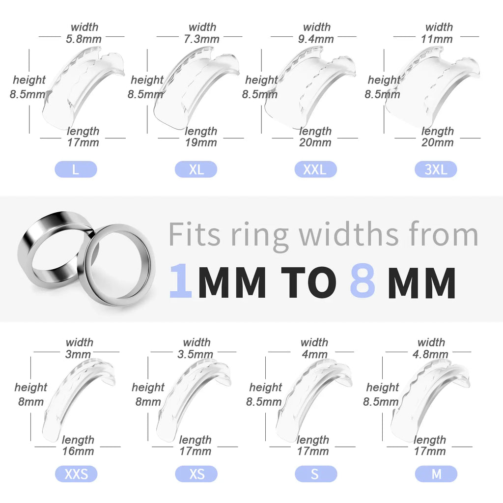 8 Sizes Invisible Ring Adjuster, Soft Silicone Ring Sizer for Loose Rings, Comfortable Ring Spacer Fits Most Women's & Men's Rings