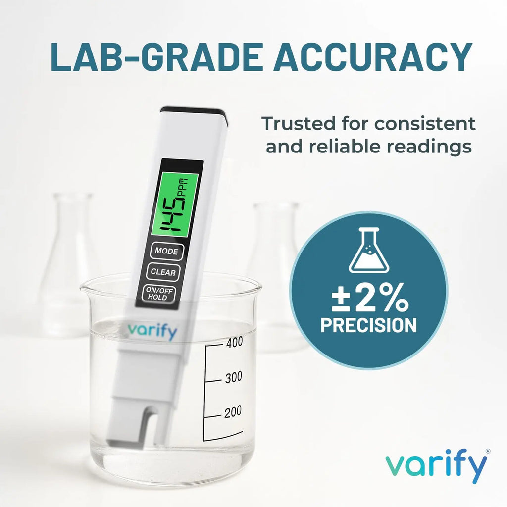 VARIFY 4-in-1 Digital Water Quality Tester - Accurate 0-9990 PPM, EC & Temp Readings, Compact, Battery-Powered, Portable for Home, Office, RO Systems, Swimming Pools (Halloween Sales)