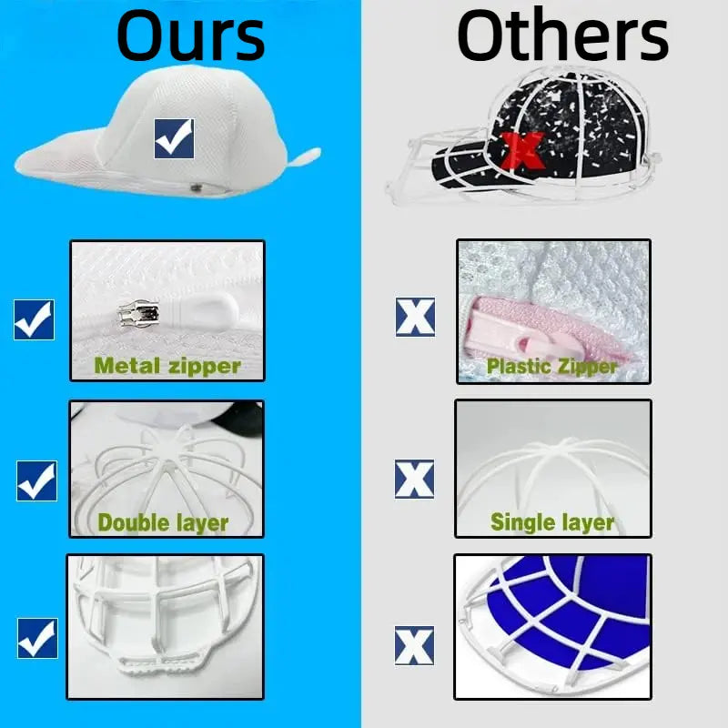 【Easy Assembly Required】PP Hat Washer Cage with Adjustable Shaper, 1 Pack (Free Gift-White Zipper Mesh Bag), Laundry Accessory for Adult Caps, Washer/Dishwasher Protection & Organizer, Home Supplies Christmas Gift Option Father's Day Gift, Back to School