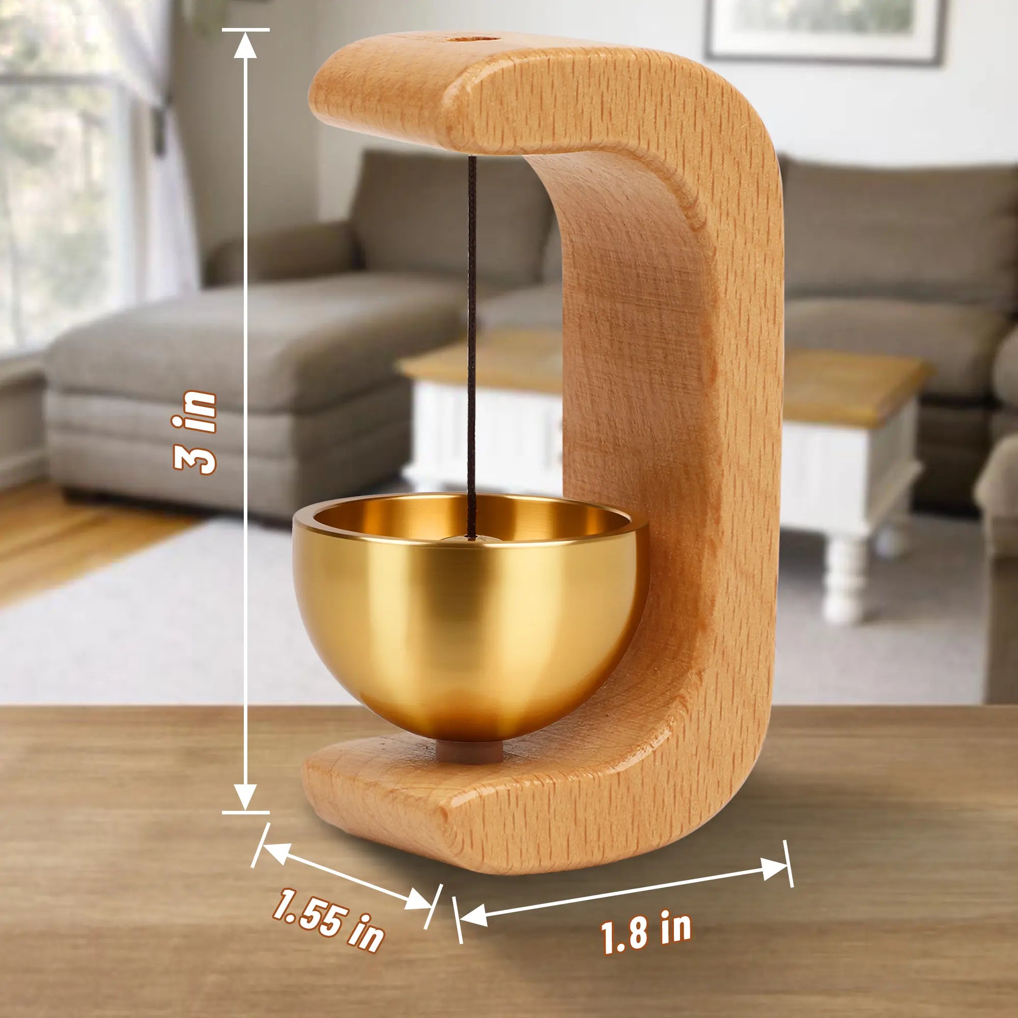 Magnetic Wind Chime Vintage Wooden Brass Bell Comes with Double Side Tape for Door Opening Shopkeepers Bell for Porch Wooden Frames Home Decor & Gift sohochic