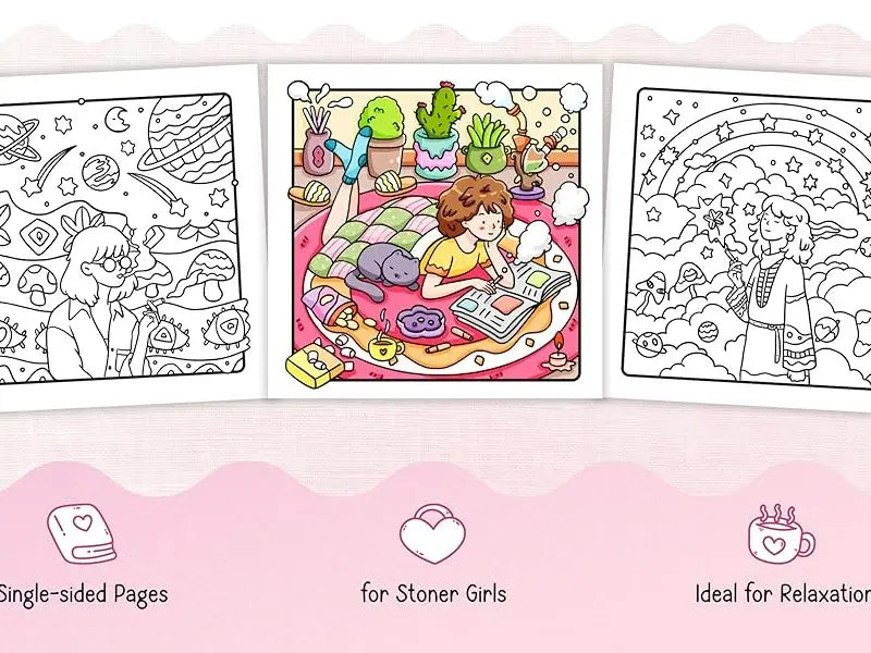 Halloween Fall Gift Stoner Moments: Stoner Girl Coloring Book Featuring Cute and Cozy Daily Activities, Whimsical Drawings for Relaxation and Stress Relief