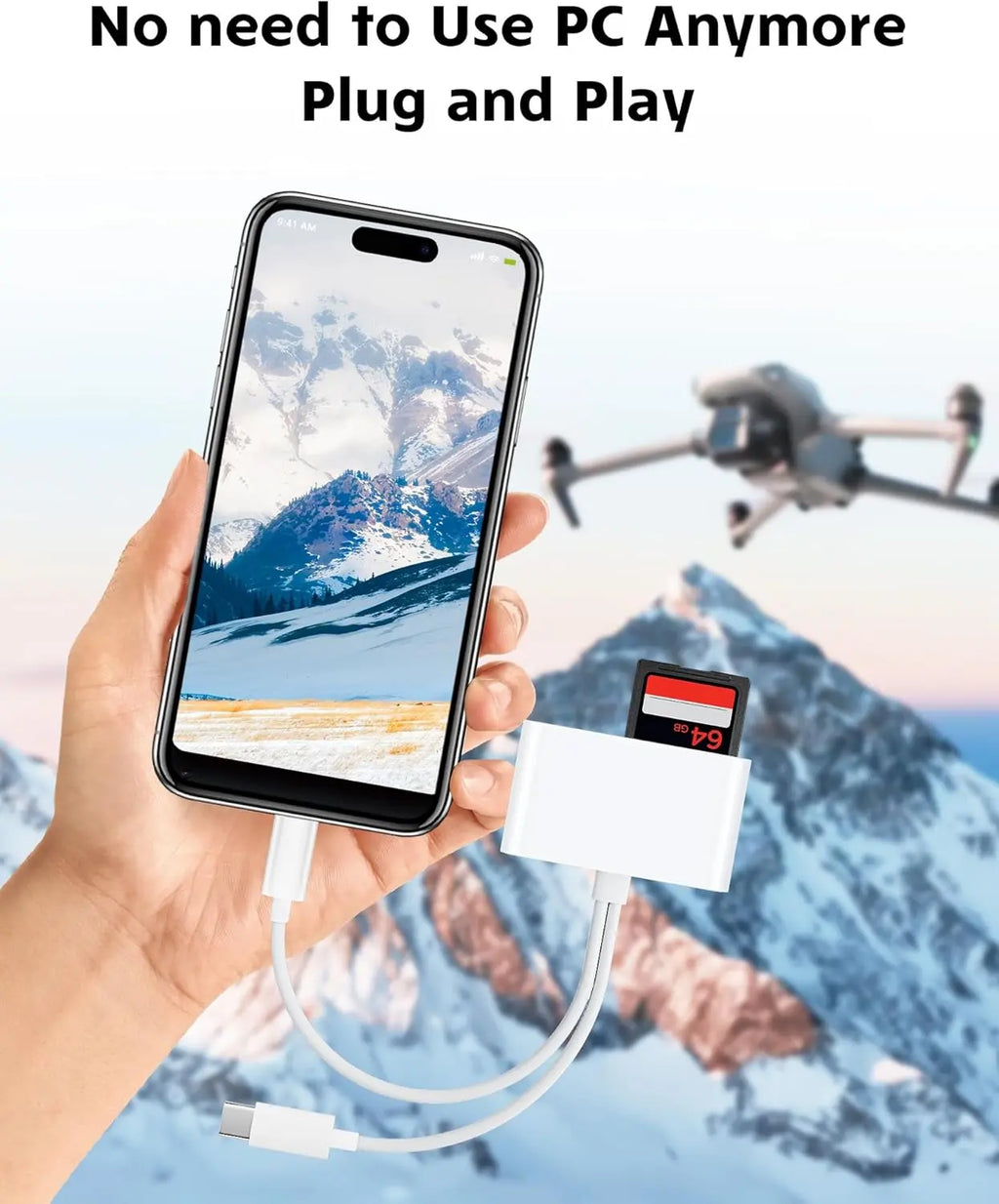 SD card reader is suitable for iPhone and iPad cameras. It has a USB C dual-card slot and USB 3.0 storage card reader. It supports SD/TF cards and can be used as a tracking camera viewer. SD card adapter is a portable Micro SD card reader.