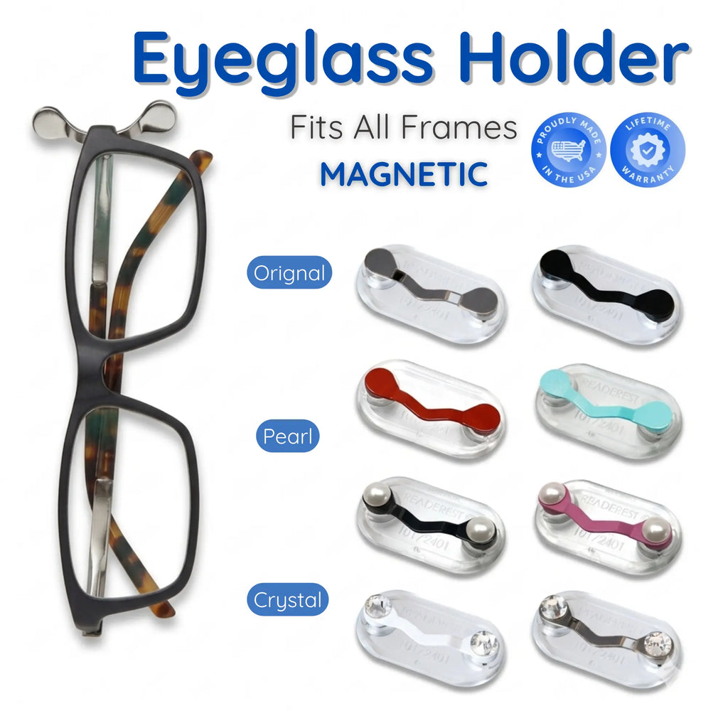 Magnetic Glasses Holder - Premium Strength Magnetic Hold - Fits All Frames - Lifetime Warranty - Made in USA - Secures and Protects Readers, Sunglasses, Blue Light Glasses, or Safety Glasses - Badge Holder Accessory
