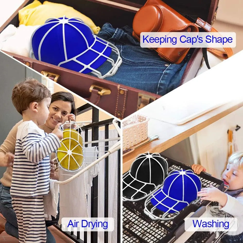 【Easy Assembly Required】PP Hat Washer Cage with Adjustable Shaper, 1 Pack (Free Gift-White Zipper Mesh Bag), Laundry Accessory for Adult Caps, Washer/Dishwasher Protection & Organizer, Home Supplies Christmas Gift Option Father's Day Gift, Back to School