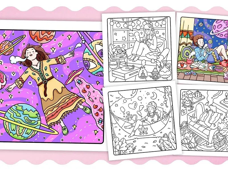 Halloween Fall Gift Stoner Moments: Stoner Girl Coloring Book Featuring Cute and Cozy Daily Activities, Whimsical Drawings for Relaxation and Stress Relief
