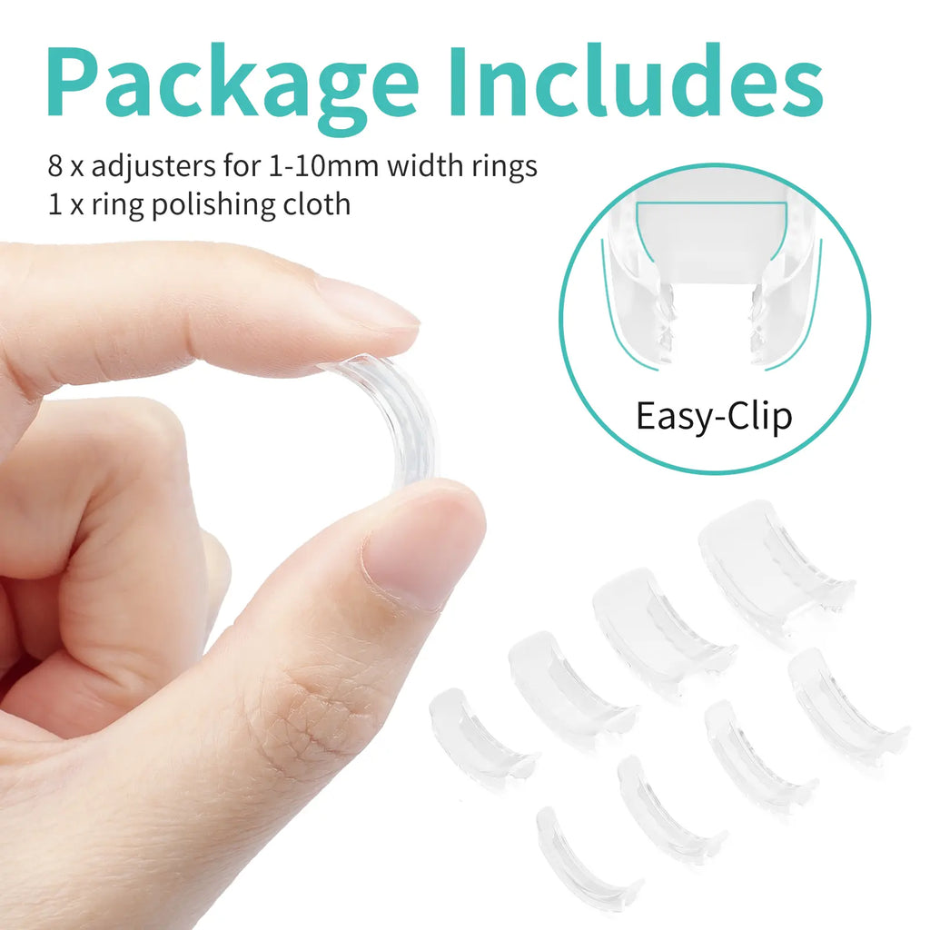 8 Sizes Invisible Ring Adjuster, Soft Silicone Ring Sizer for Loose Rings, Comfortable Ring Spacer Fits Most Women's & Men's Rings