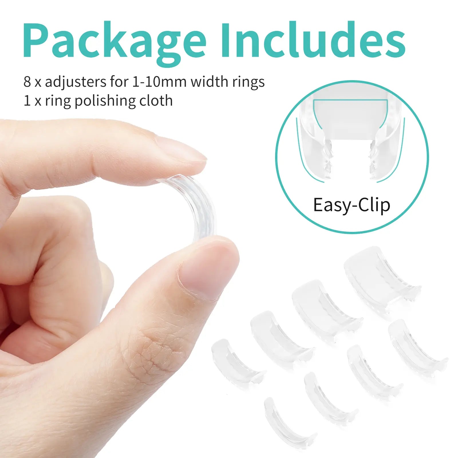 8 Sizes Invisible Ring Adjuster, Soft Silicone Ring Sizer for Loose Rings, Comfortable Ring Spacer Fits Most Women's & Men's Rings