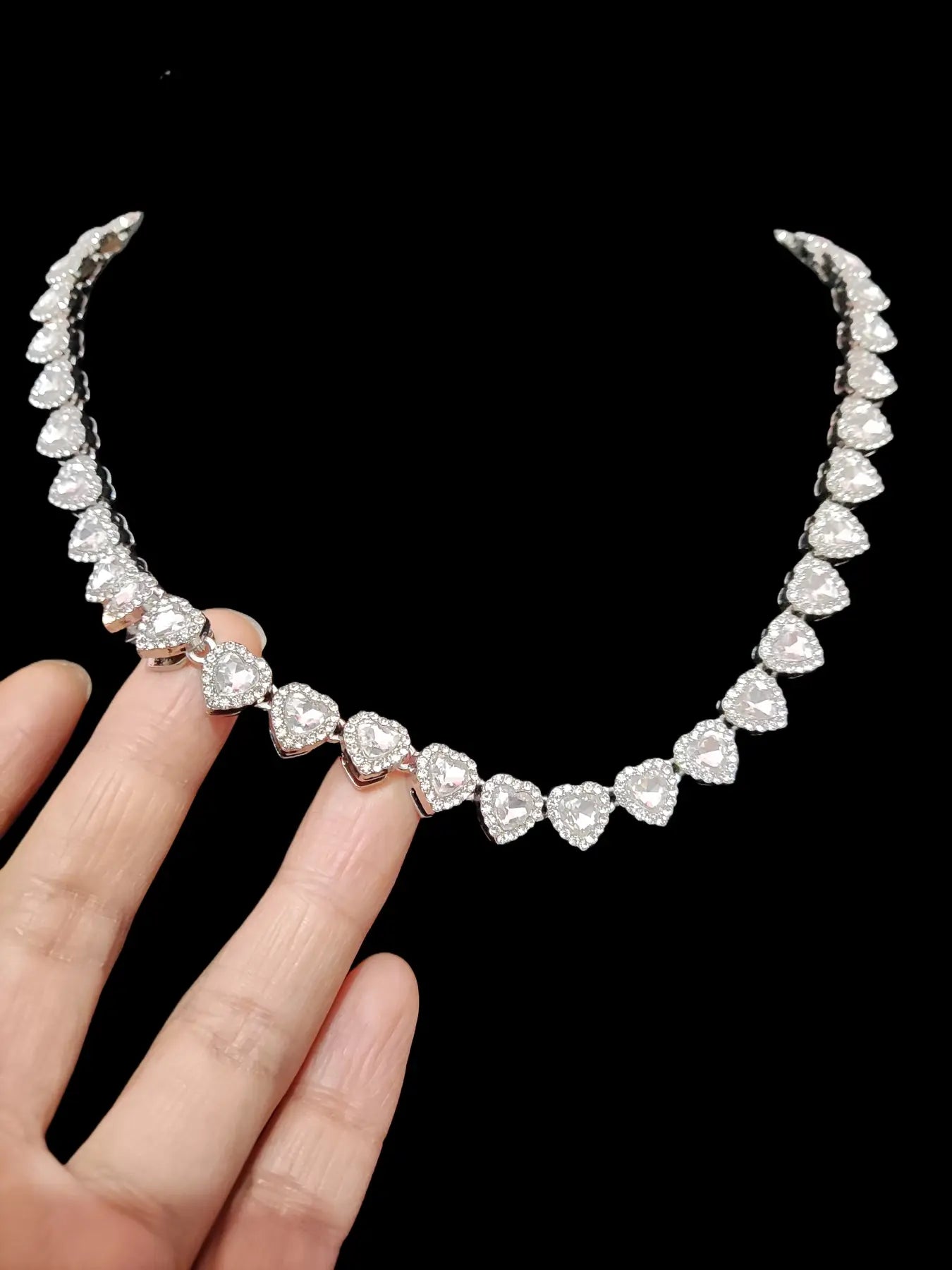2Pieces/Set 10mm Love Heart Shape Chain Necklace and Bracelet Men or Women Hip Hop Iced Out Bling Bling Chain Necklace and Bracelet Fashion Set Jewelry Valentines Gift