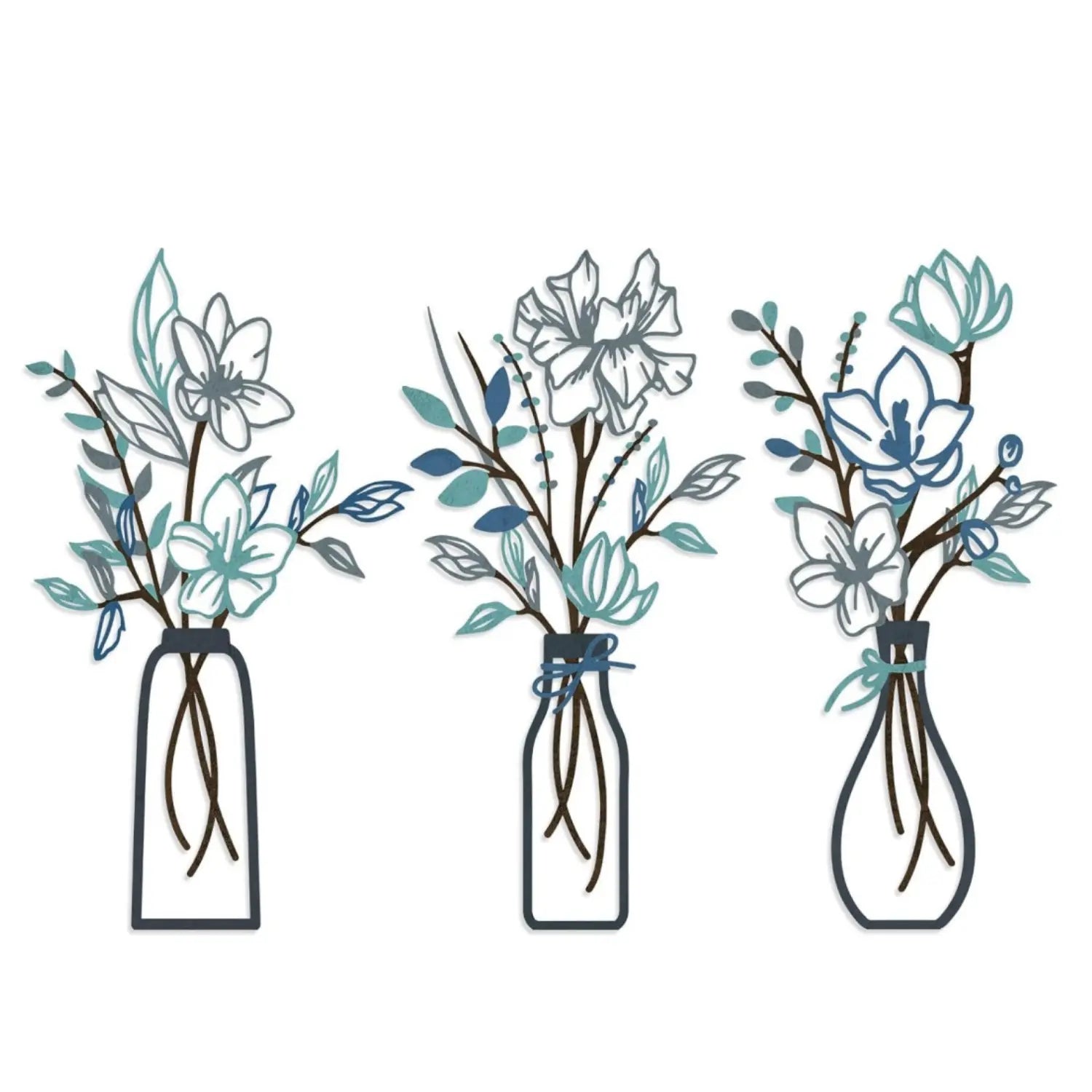 3 Pcs Multicolored Metal Flowers Wall Art - 13.8x6 in Artistic Decoration, Aesthetic Home Decor Bathroom Decor Set for Farmhouse Front Porch Housewarming Gifts