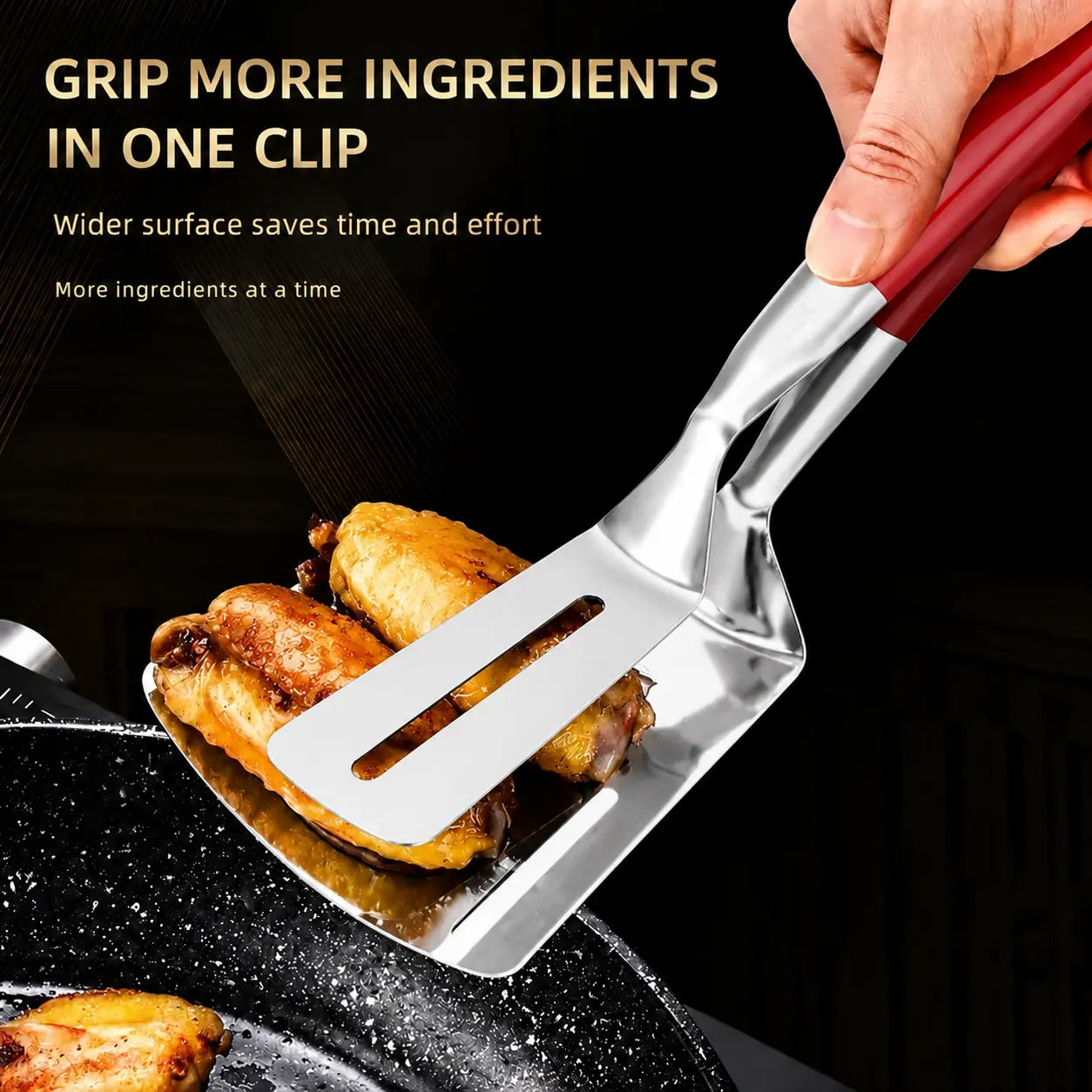 Stainless Steel Multi-Functional Steak Spatula Clamp, Kitchen Cooking Tongs for Fried Steak, Grill Use