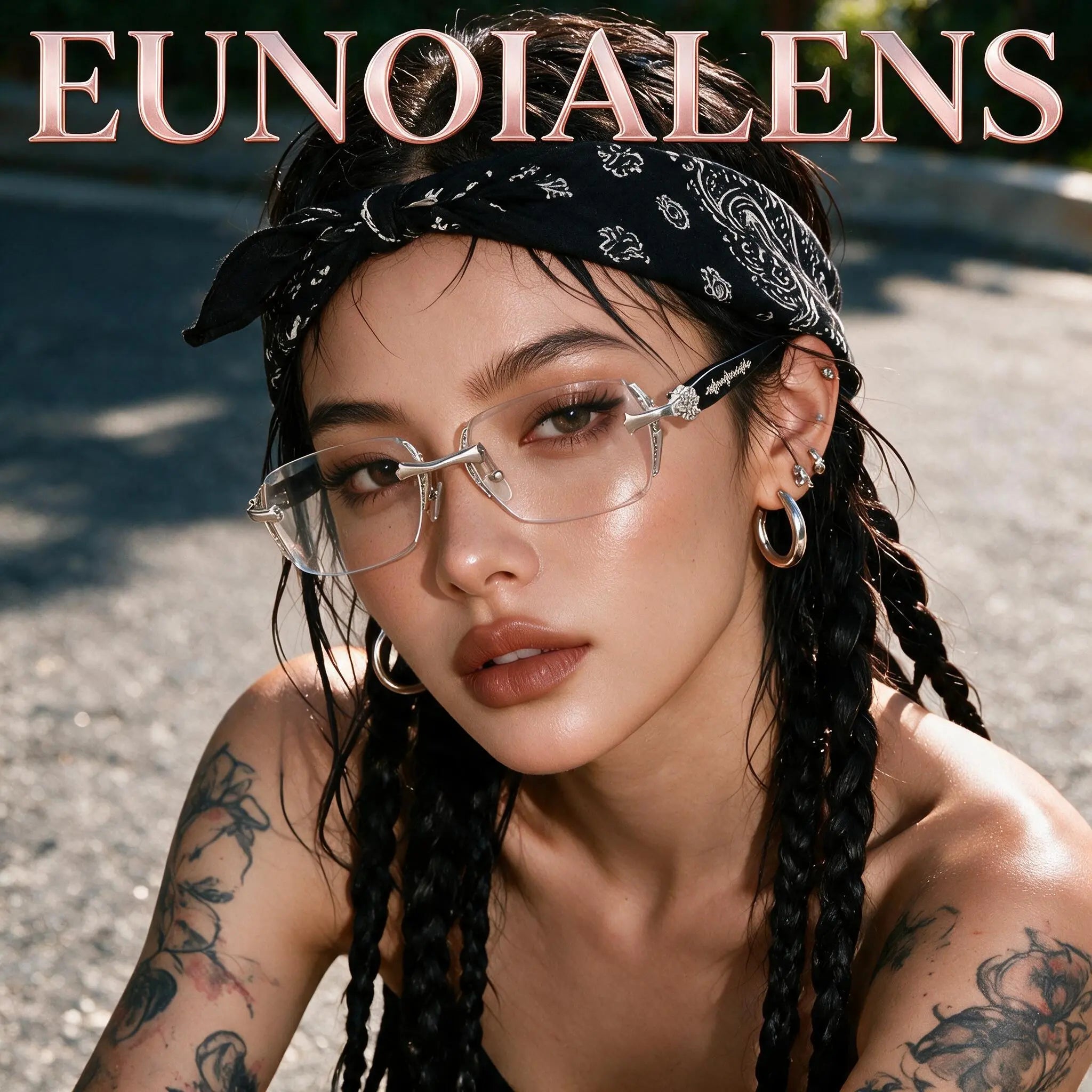 EUNOIALENS Rimless High Quality Eyewear, Frameless Glasses with Diamond-Cut Edges, Stainless Steel Fashion Temple Decor, Unisex Adults' Accessories for Daily Use, Mens Gifts.