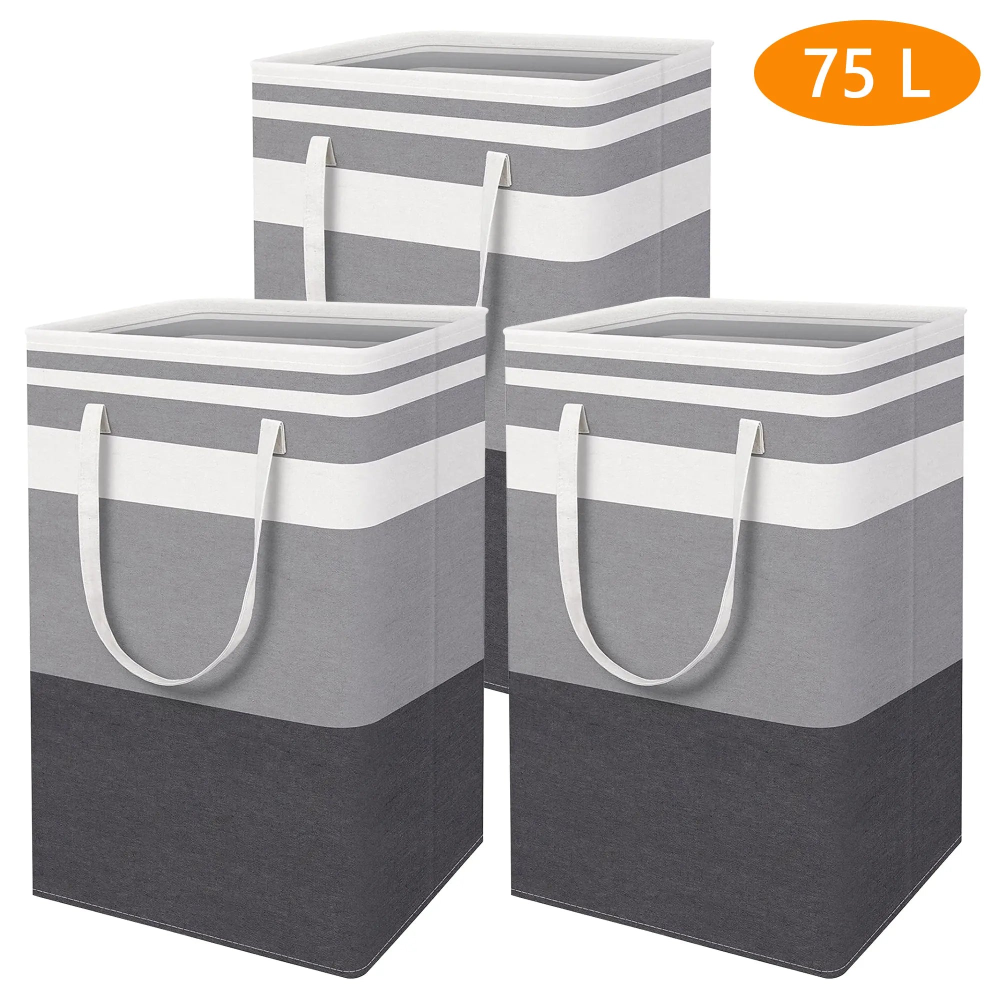 75L Freestanding Waterproof Portable Laundry Hamper - Collapsible Clothes Basket (1-Pack/2-Pack/3-Pack) with Handle Carry Ease, Multi-Function Durable Home Storage Solution for Laundry Room Organization, Clothes Baskets, Carry Handle