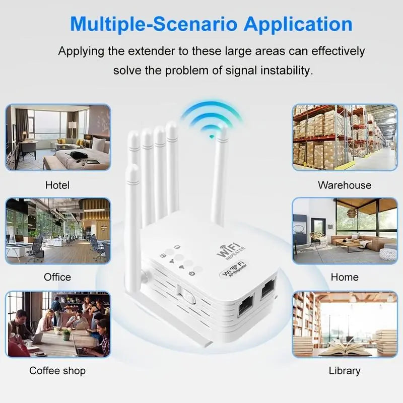MUNBYN Wi-Fi Extender 2026 - 1200Mbps Dual Band Repeater (5GHz/2.4GHz) with 4 Antennas, Ethernet Port, Covers 10000 sq.ft, Connects 50 Devices for Home Use, Multi-Antenna Dual Band Wi-Fi Extender Repeaters
