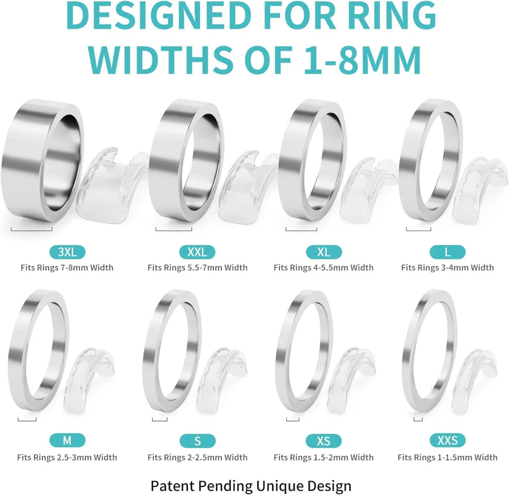 8 Sizes Invisible Ring Adjuster, Soft Silicone Ring Sizer for Loose Rings, Comfortable Ring Spacer Fits Most Women's & Men's Rings