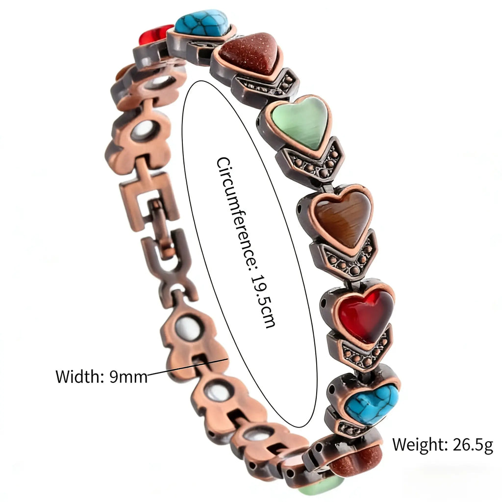 Copper Bracelet for Women, Pure Copper Magnetic Bracelets, Natural Unique Gemstone, Gifts for Women Trendy Stack Bangle Trendy Jewellery Accessories Valentine’s Day gift.