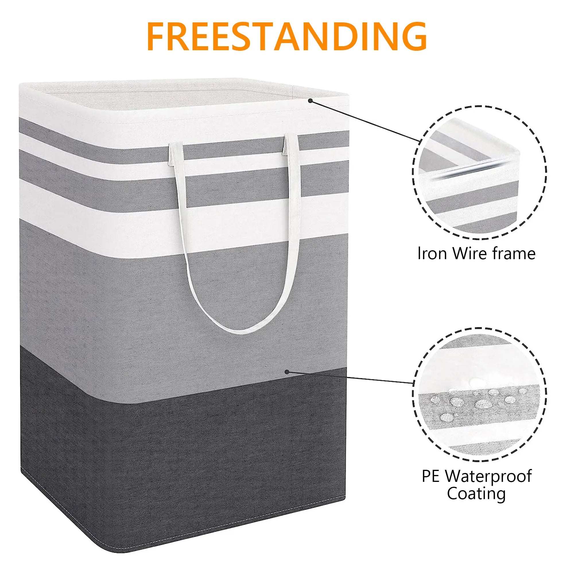 75L Freestanding Waterproof Portable Laundry Hamper - Collapsible Clothes Basket (1-Pack/2-Pack/3-Pack) with Handle Carry Ease, Multi-Function Durable Home Storage Solution for Laundry Room Organization, Clothes Baskets, Carry Handle