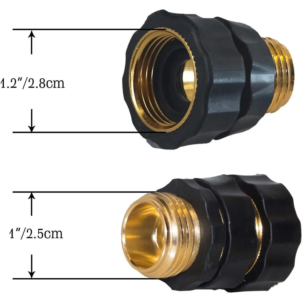 6PCS Aluminum Garden Water Connectors Set Pack, Leak-Proof Durable Fittings with Quick-Click Fit, 3/4" Size Male & Female Ends and Rubber Washers for Outdoor Watering & Irrigation