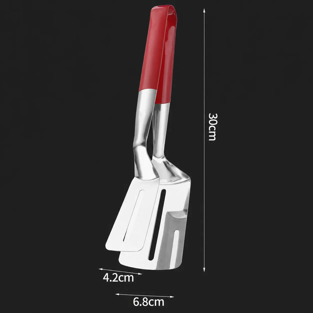 Stainless Steel Multi-Functional Steak Spatula Clamp, Kitchen Cooking Tongs for Fried Steak, Grill Use