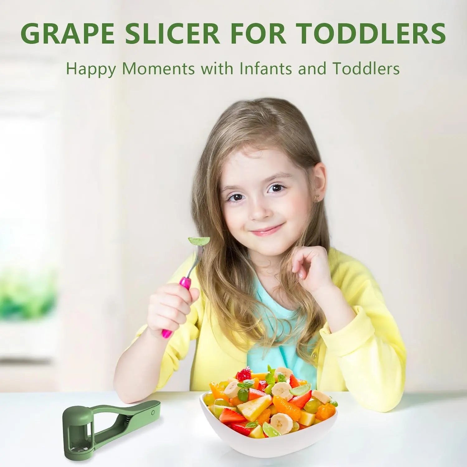 SohoChic LUVAN Stainless Steel Grape Cutter - Durable ABS Fruit Tool for Toddlers 1-3, 1-Press Quarter Slicing, Automatic Spring Return, Thumb Operation, Safe for Cherry Tomato, Kids' Snacks, Outdoor Activities, Party Platters Kitchen Supply