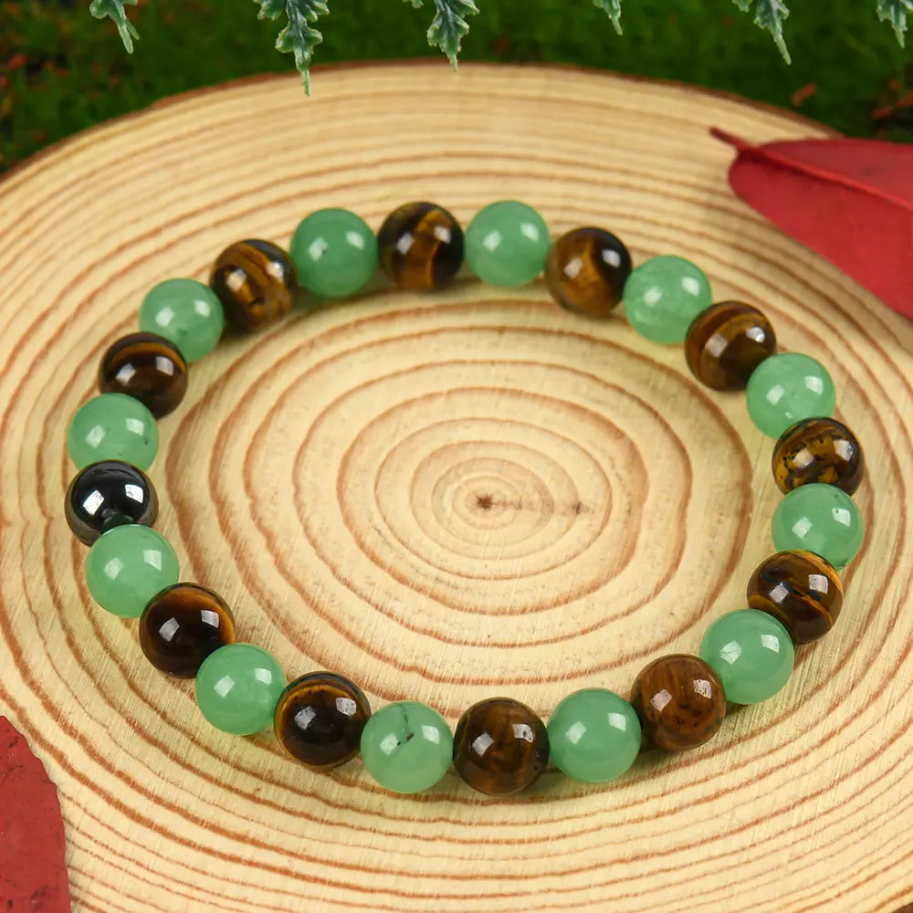 1pc Arpurraina Money Attraction Bracelet with Green Aventurine & Tiger Eye beaded jewelry protection bracelet encouragement gift fashion artificial bracelet of the day Colorblock Beaded Crystal Bracelet ,Manifestation, Wealth Amulet, Good Fortune,
