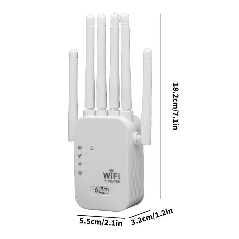 MUNBYN Wi-Fi Extender 2026 - 1200Mbps Dual Band Repeater (5GHz/2.4GHz) with 4 Antennas, Ethernet Port, Covers 10000 sq.ft, Connects 50 Devices for Home Use, Multi-Antenna Dual Band Wi-Fi Extender Repeaters