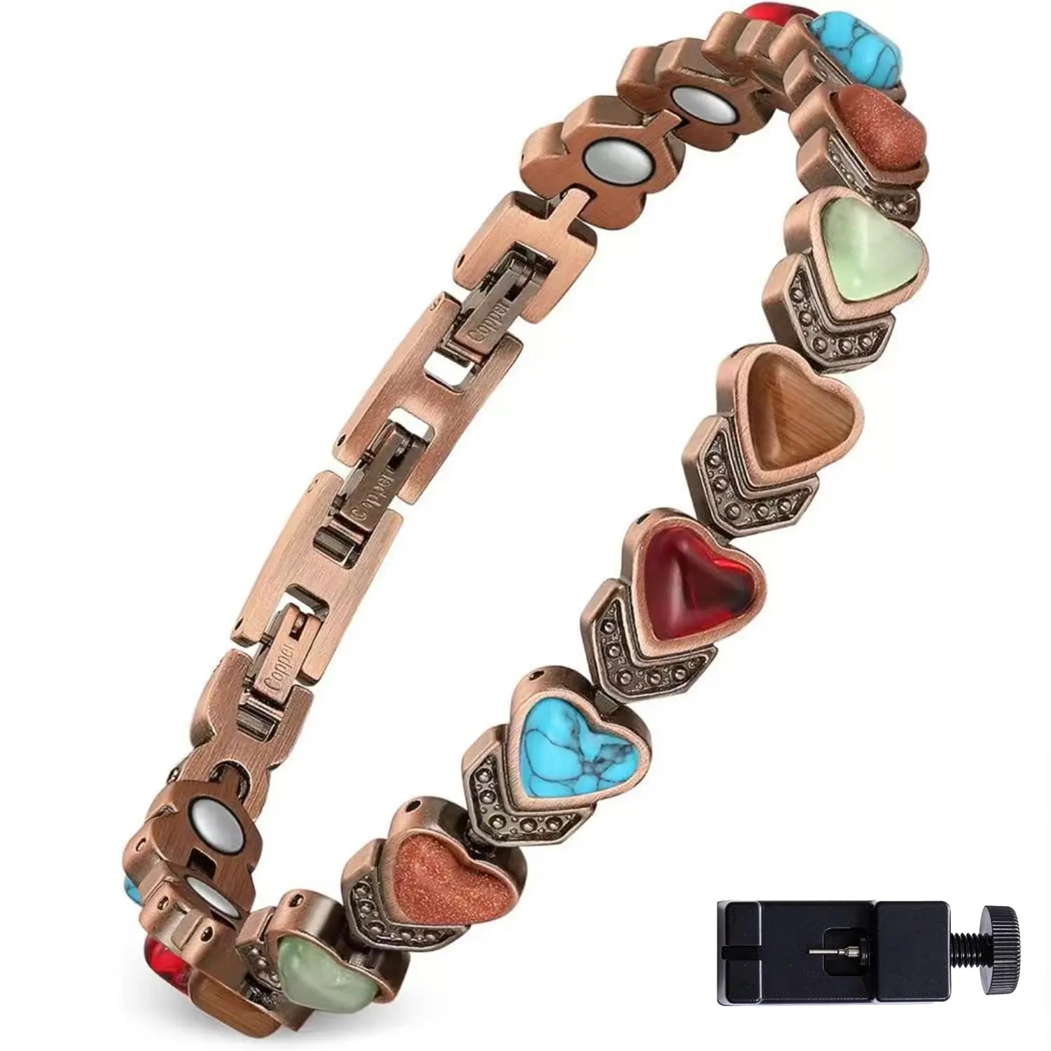 Copper Bracelet for Women, Pure Copper Magnetic Bracelets, Natural Unique Gemstone, Gifts for Women Trendy Stack Bangle Trendy Jewellery Accessories Valentine’s Day gift.