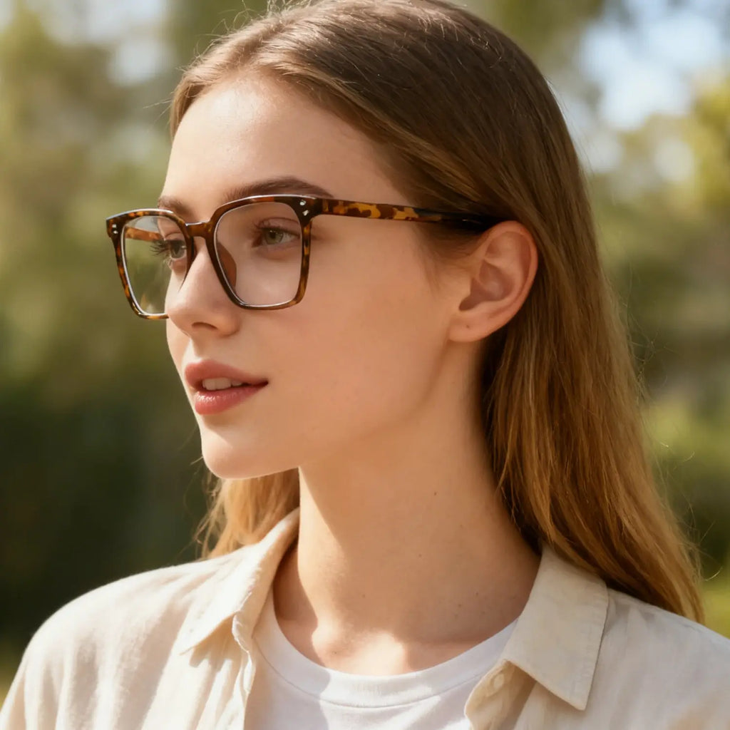 Paleshy 4-Pack Women's Blue Light Blocking Glasses - Anti- Round Face Eyewear Set, 4 Fashion Frame Colors | Internet Celebrity Style Windproof No-Makeup Essential