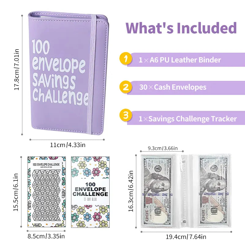 100 Envelope Challenge Binder, Savings Challenge Book with Cash Envelopes, Easy & Fun Way to Save $5,050, Money Organizer for Cash, Budget Binder with Envelopes for Budgeting & Gifts,back to school,back to school haul