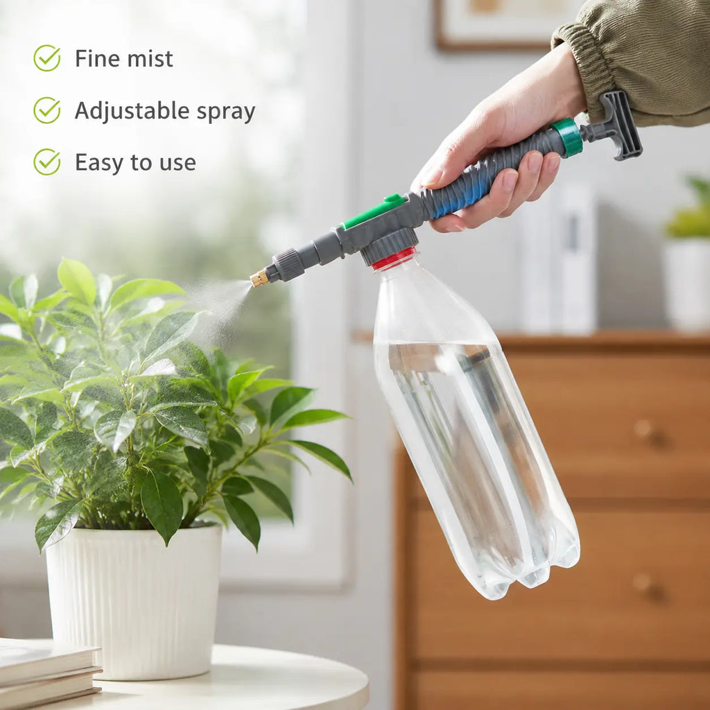 1 Count, Adjustable Pressure Spray Nozzle for Plastic Beverage Bottles, Rotary Water Flow Control Design, for Garden Watering and Household Daily Spraying
