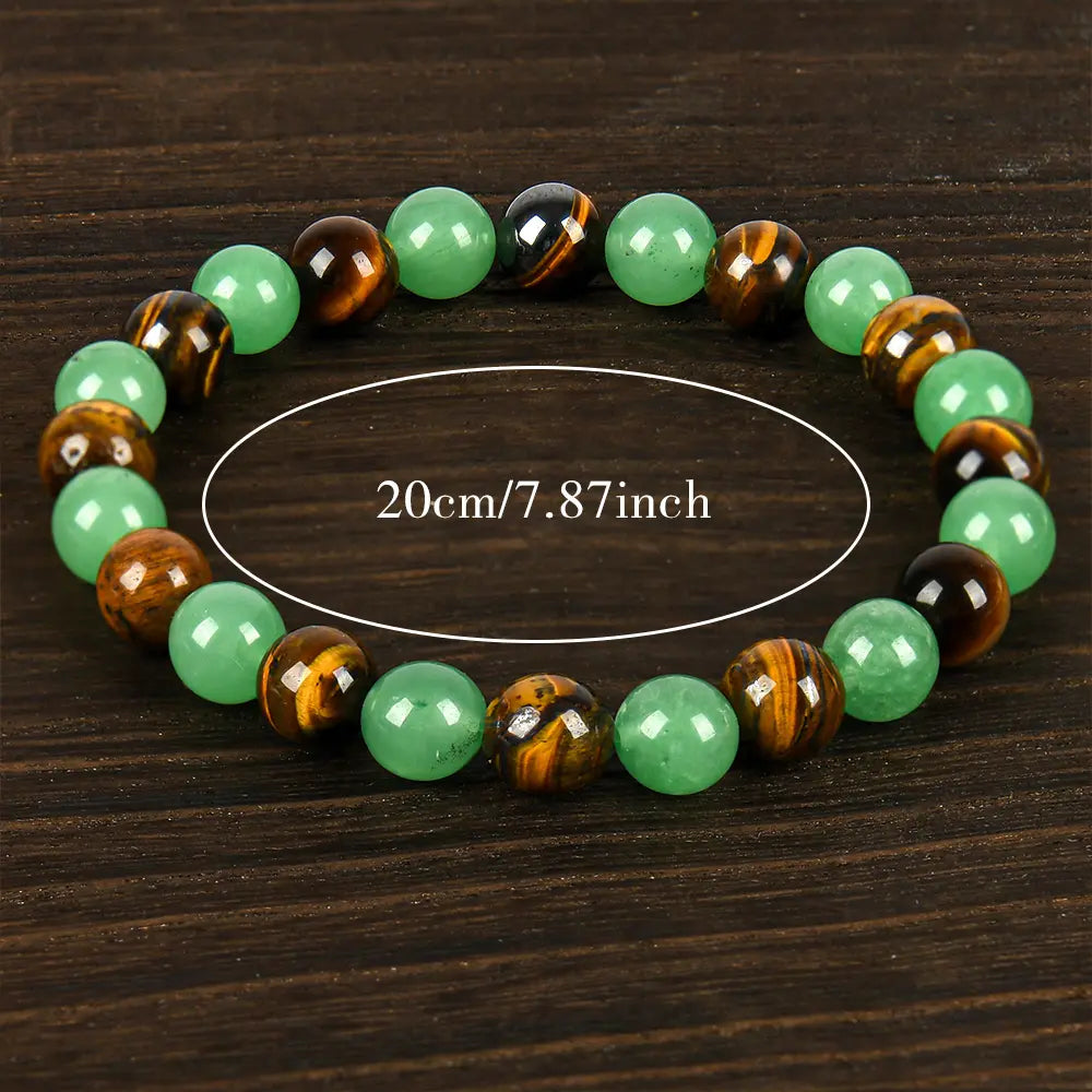 1pc Arpurraina Money Attraction Bracelet with Green Aventurine & Tiger Eye beaded jewelry protection bracelet encouragement gift fashion artificial bracelet of the day Colorblock Beaded Crystal Bracelet ,Manifestation, Wealth Amulet, Good Fortune,