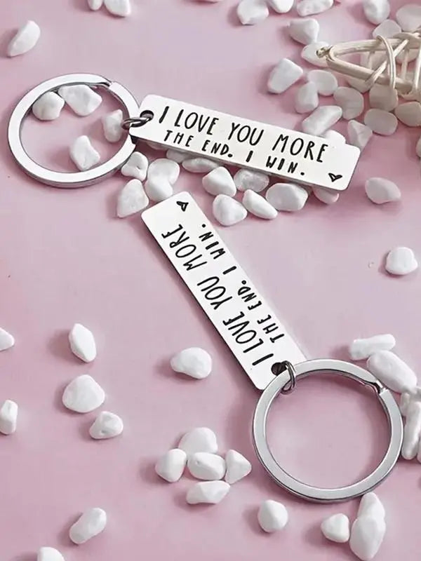 Creative Slogan Metal Keychain, Stainless Steel Key Ring with Long Bar Pendant for Car Keys, Cute Fashion Accessory for Men and Women, Perfect Valentine's Day Gift and Keychain for Bags