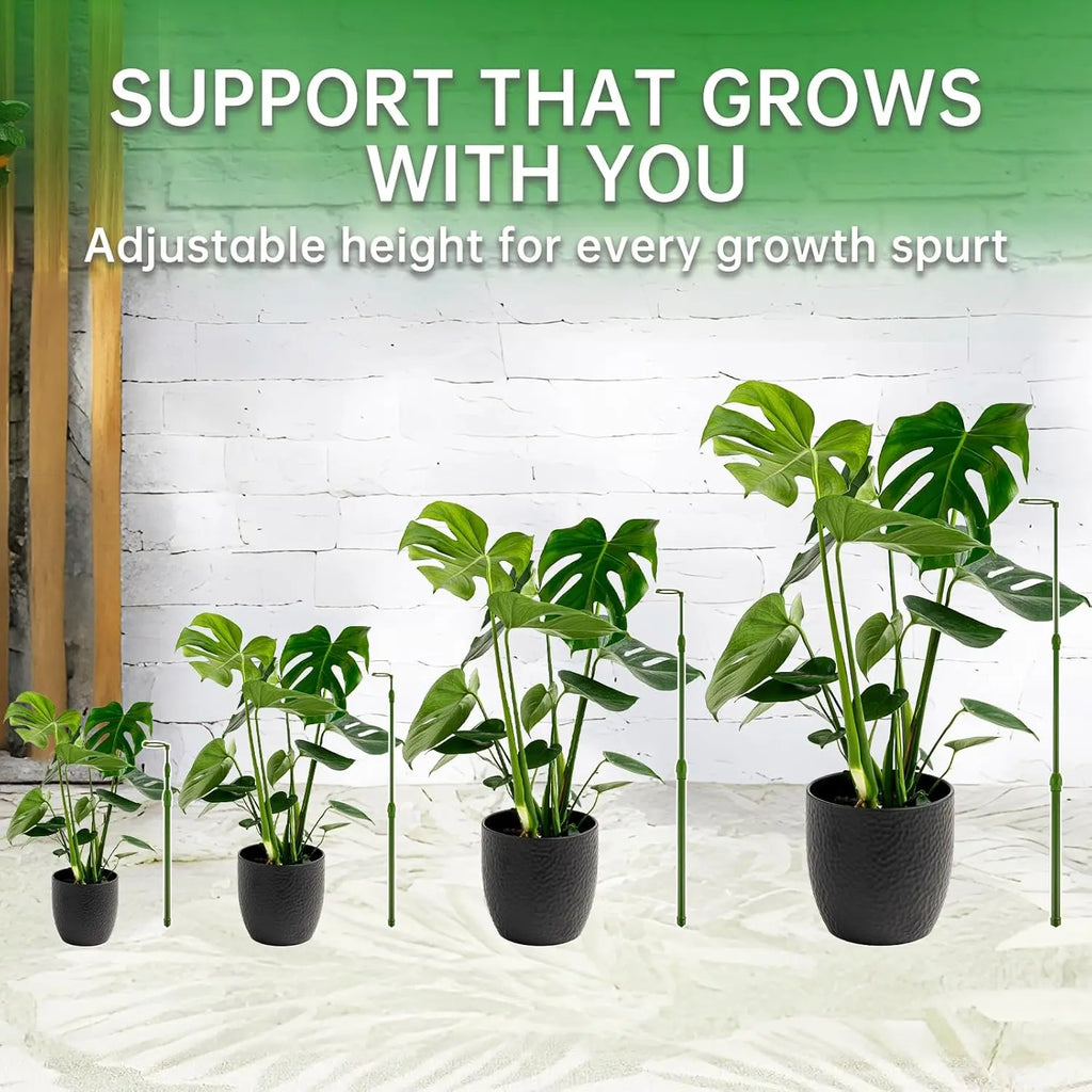 3-Pack Telescopic Plant Stakes with Clips, 16.5-42.5 Inches Adjustable Grow Plant Care & Support for Both Indoors/Outdoors, Aids Climbing Vines, Tomatoes, Orchids (Supports Growth)