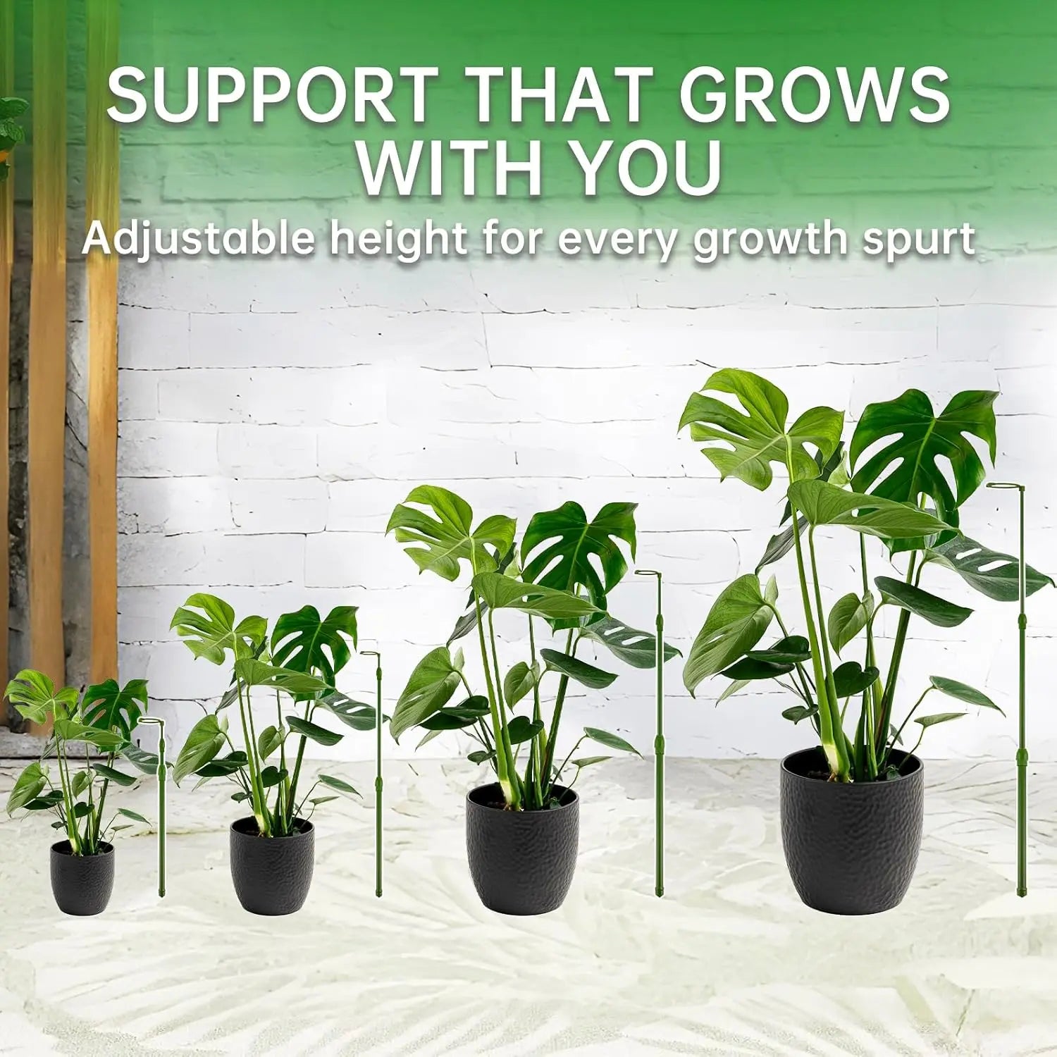 3-Pack Telescopic Plant Stakes with Clips, 16.5-42.5 Inches Adjustable Grow Plant Care & Support for Both Indoors/Outdoors, Aids Climbing Vines, Tomatoes, Orchids (Supports Growth)
