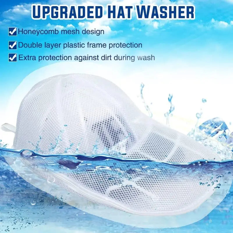 【Easy Assembly Required】PP Hat Washer Cage with Adjustable Shaper, 1 Pack (Free Gift-White Zipper Mesh Bag), Laundry Accessory for Adult Caps, Washer/Dishwasher Protection & Organizer, Home Supplies Christmas Gift Option Father's Day Gift, Back to School