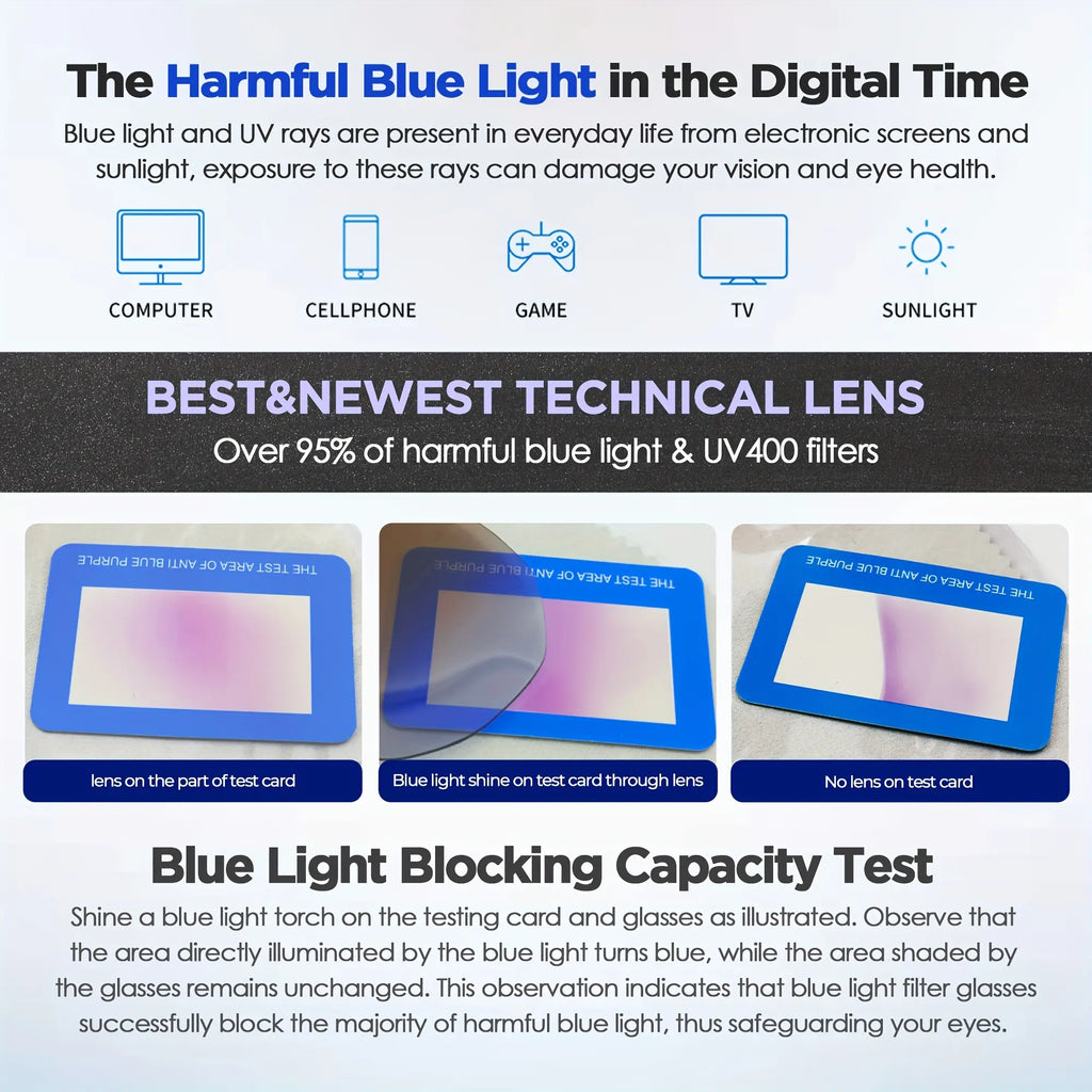 Paleshy 4-Pack Women's Blue Light Blocking Glasses - Anti- Round Face Eyewear Set, 4 Fashion Frame Colors | Internet Celebrity Style Windproof No-Makeup Essential