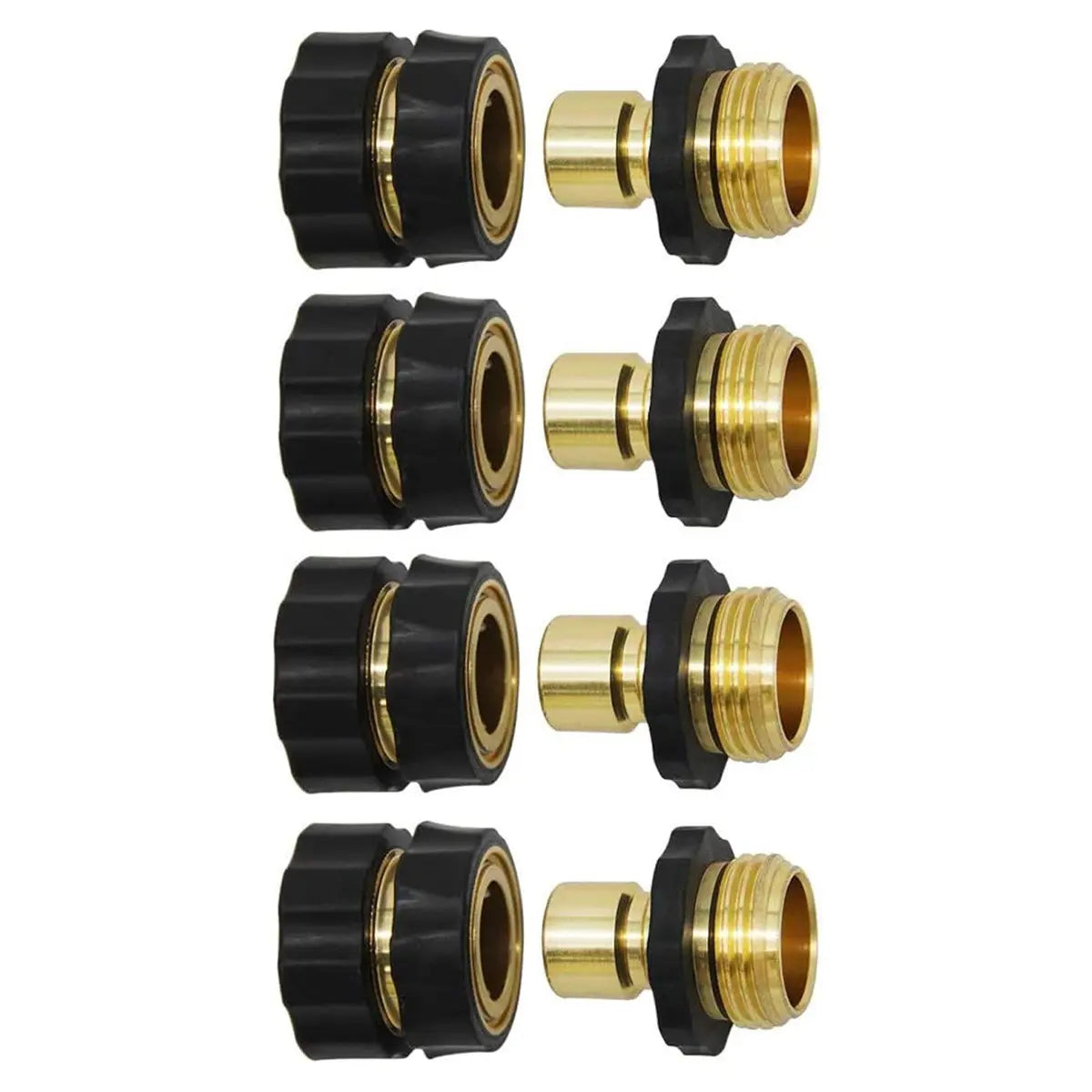 6PCS Aluminum Garden Water Connectors Set Pack, Leak-Proof Durable Fittings with Quick-Click Fit, 3/4" Size Male & Female Ends and Rubber Washers for Outdoor Watering & Irrigation