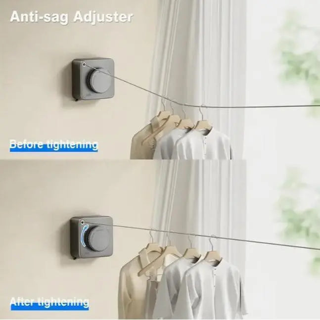 Essential Home Retractable Clothesline 188.98 Inches 5.76m Square Design Space Saving Drying Rack for Bathroom Balcony Household Use Laundry
