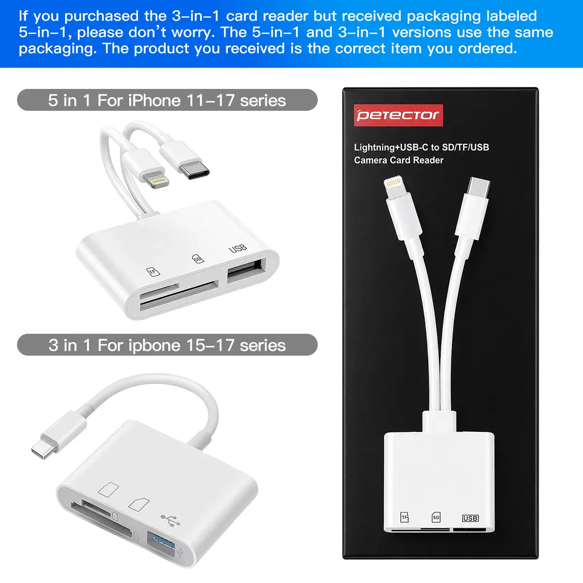 SD card reader is suitable for iPhone and iPad cameras. It has a USB C dual-card slot and USB 3.0 storage card reader. It supports SD/TF cards and can be used as a tracking camera viewer. SD card adapter is a portable Micro SD card reader.