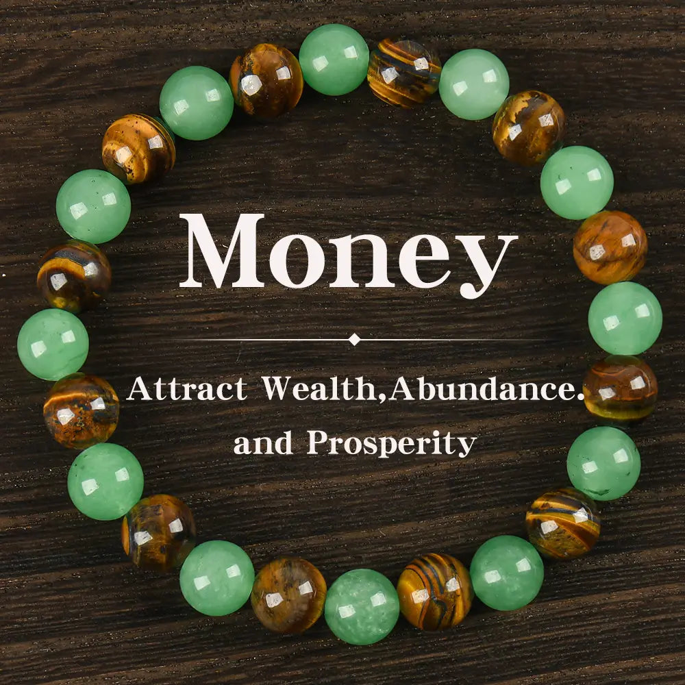 1pc Arpurraina Money Attraction Bracelet with Green Aventurine & Tiger Eye beaded jewelry protection bracelet encouragement gift fashion artificial bracelet of the day Colorblock Beaded Crystal Bracelet ,Manifestation, Wealth Amulet, Good Fortune,