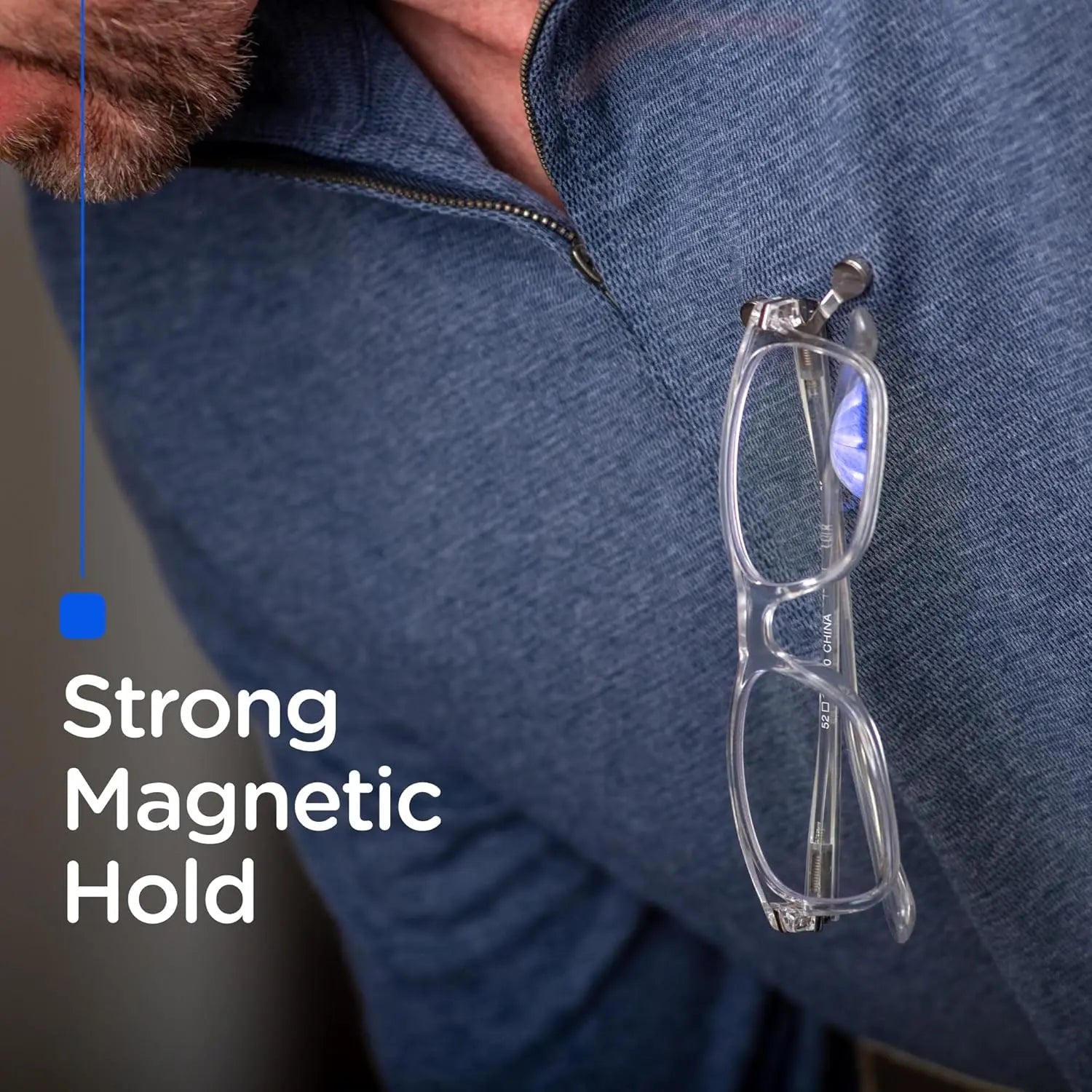 Magnetic Glasses Holder - Premium Strength Magnetic Hold - Fits All Frames - Lifetime Warranty - Made in USA - Secures and Protects Readers, Sunglasses, Blue Light Glasses, or Safety Glasses - Badge Holder Accessory